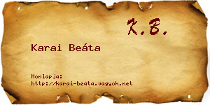 Karai Beáta névjegykártya