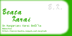 beata karai business card